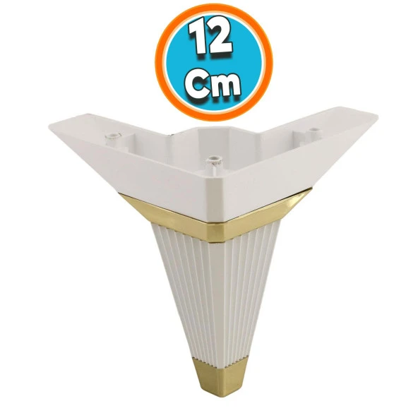 Mobilya Kanepe Çekyat Sehpa TV Ünitesi Koltuk Ayağı Baza Ayak 12 cm Beyaz Altın - Resim 2