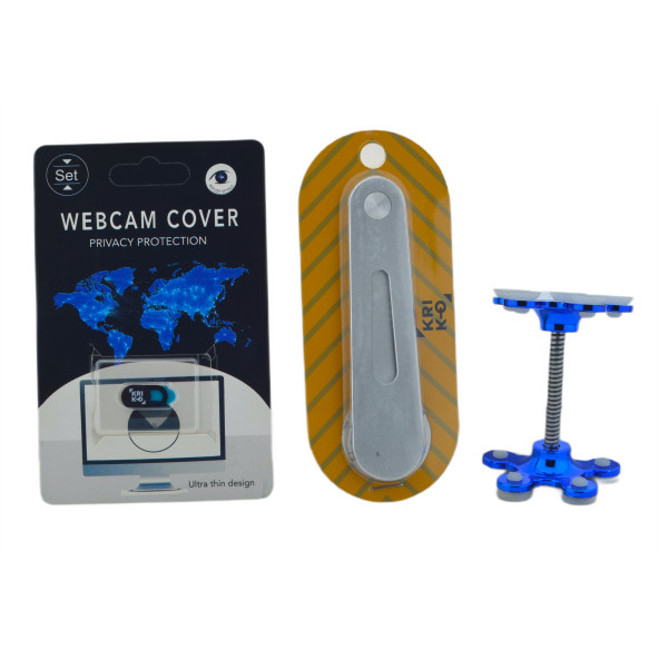 Kriko Aliminyum Mıknatıslı Ekran Telefon Tutucu Standı,Kamera Kapatıcı,Vantuz Telefon Tutucu