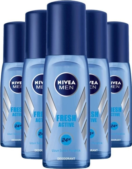 Nivea Deodorant Erkek Fresh Active Pump Sprey 75 ml X5