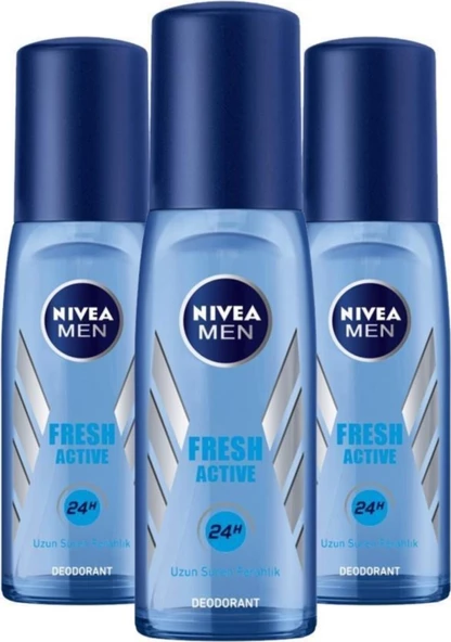 Nivea Deodorant Erkek Fresh Active Pump Sprey 75 ml X3