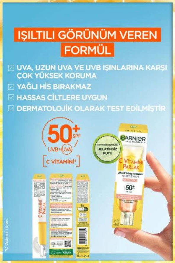 Garnier C Vitamini Parlak Günlük Güneş Koruyucu Fluid Yüz Kremi 50 Spf 40 ml - 7