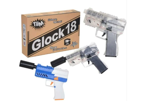 Birlik Oyuncak D3 Tiim Şarjlı Tam Otomatik Susturuculu Glock 18 Tabanca