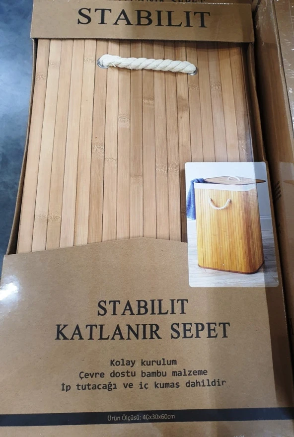 Bambu Katlanır Kirli Çamaşır Sepeti - 2