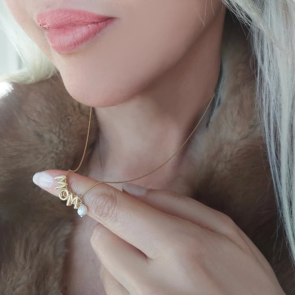 Vaoov 925 Ayar Gümüş İncili İsim Kolye - Resim 5