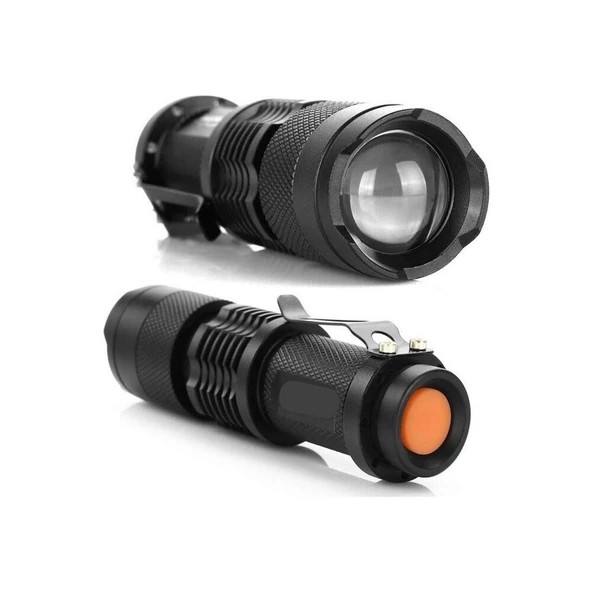 KM-87 Polis Tipi Zoomlu Şarjlı Metal Dağ Kamp Cep Feneri Cree Led 2300 Lumens