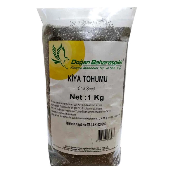 Doğan Baharatçılık Chia Kiya Tohumu 1 Kg Doğal Saf Kiloluk Paket