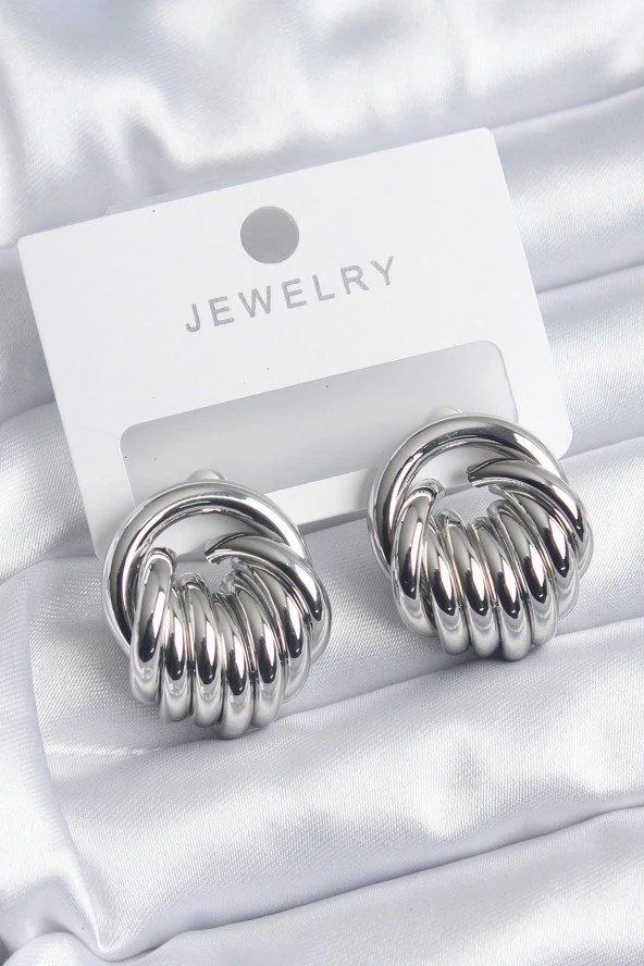 Pirinç Gümüş Renk Sarmal Model Kadın KüpeEBJ240217W19542 - EBJ240217W19542 ürün görseli