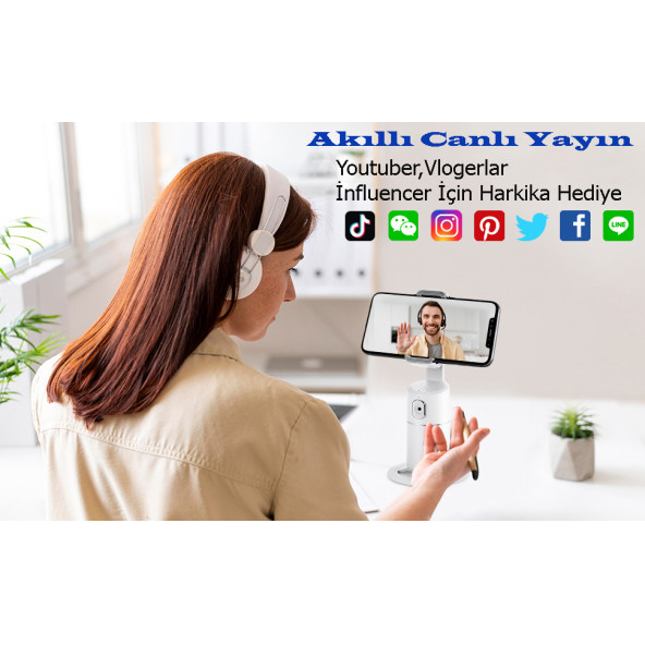 TechTic Yüz İzleme 360 Derece Telefon Tutucu Vlog Canlı Yayın Selfie Telefon Gimbali - 8