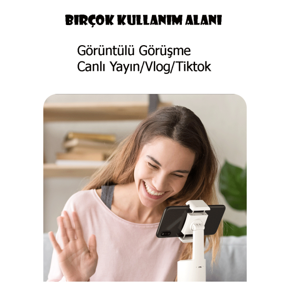 TechTic Yüz İzleme 360 Derece Telefon Tutucu Vlog Canlı Yayın Selfie Telefon Gimbali - 9