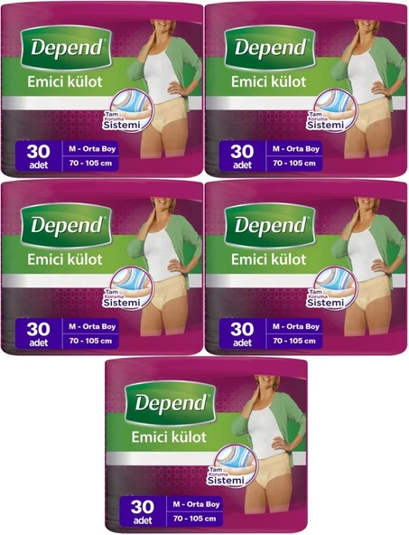 Depend Emici Külot Hasta Bezi Medium - Orta Kadın 150 Adet (5PK*30)