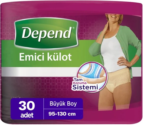 Depend Emici Külot Hasta Bezi Large - Büyük Kadın (30 Adet)