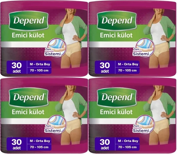 Depend Emici Külot Hasta Bezi Medium - Orta Kadın 120 Adet (4PK*30)