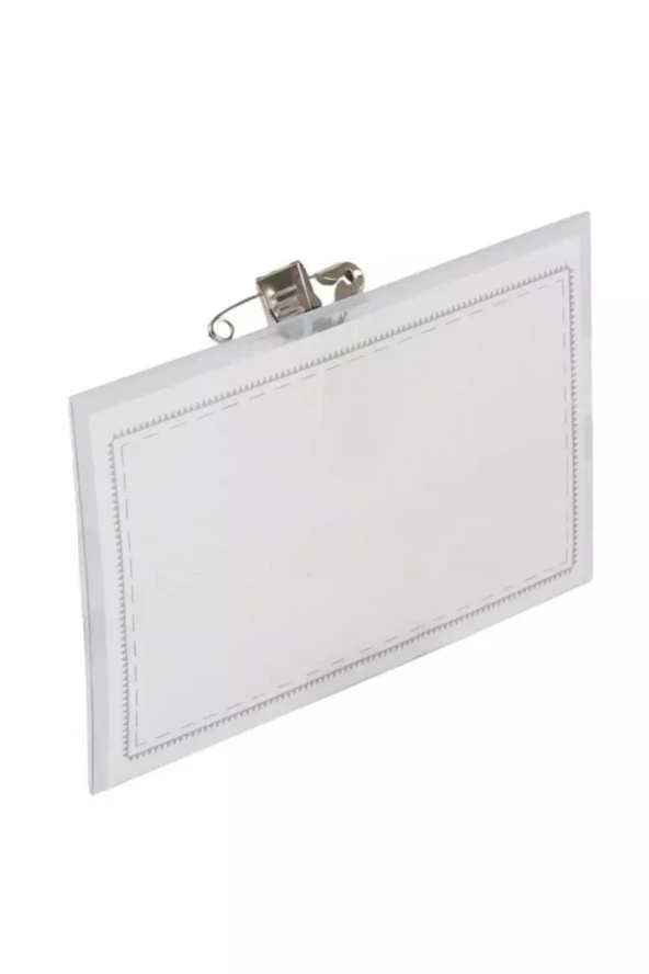 Cassa Klipsli İğneli Yaka Kartı 90 x 56 MM Şeffaf (50 Li Paket)