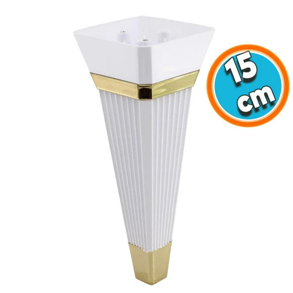 Mobilya Kanepe Çekyat Sehpa TV Ünitesi Koltuk Ayağı Baza Ayak 15 cm Beyaz Altın ürün görseli