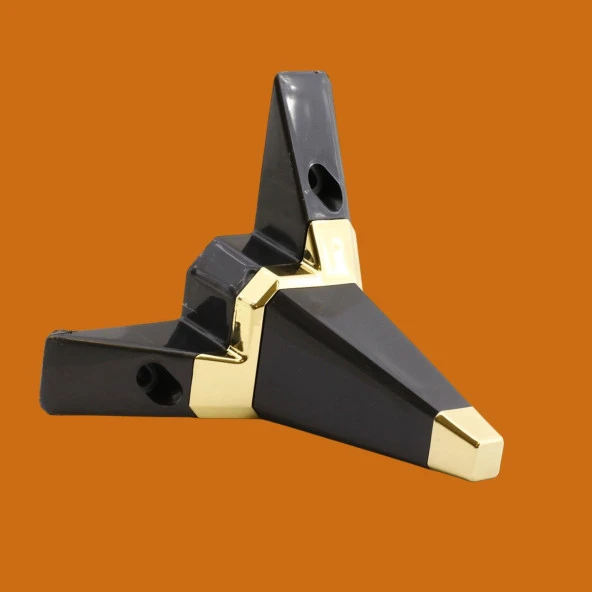 Mobilya Kanepe Çekyat Sehpa TV Ünitesi Koltuk Ayağı Baza Ayak Köşe 14 cm Siyah Altın - Resim 5