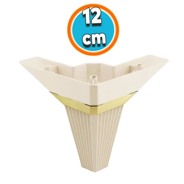 Mobilya Kanepe Çekyat Sehpa TV Ünitesi Koltuk Ayağı Baza Ayak 12 cm Krem Altın ürün görseli