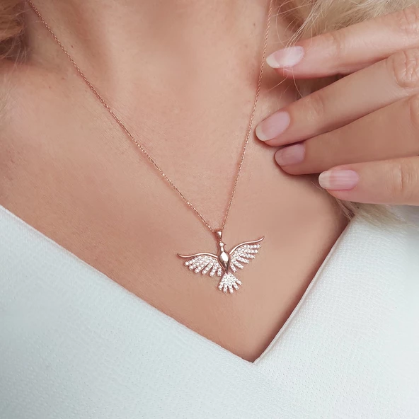 Vaoov 925 Ayar Gümüş Kanatlı Kolye - Resim 3