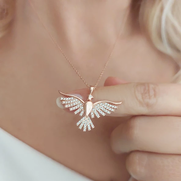 Vaoov 925 Ayar Gümüş Kanatlı Kolye - Resim 5