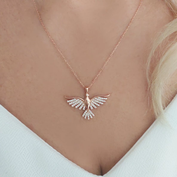 Vaoov 925 Ayar Gümüş Kanatlı Kolye - Resim 7