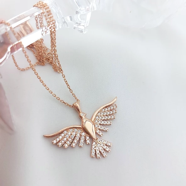 Vaoov 925 Ayar Gümüş Kanatlı Kolye - Resim 6