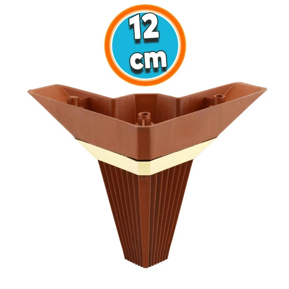 Mobilya Kanepe Çekyat Sehpa TV Ünitesi Koltuk Ayağı Baza Ayak Köşe 12 cm Ceviz Altın ürün görseli