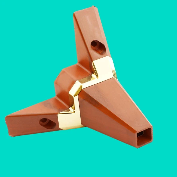 Mobilya Kanepe Çekyat Sehpa TV Ünitesi Koltuk Ayağı Baza Ayak Köşe 12 cm Ceviz Altın - Resim 3