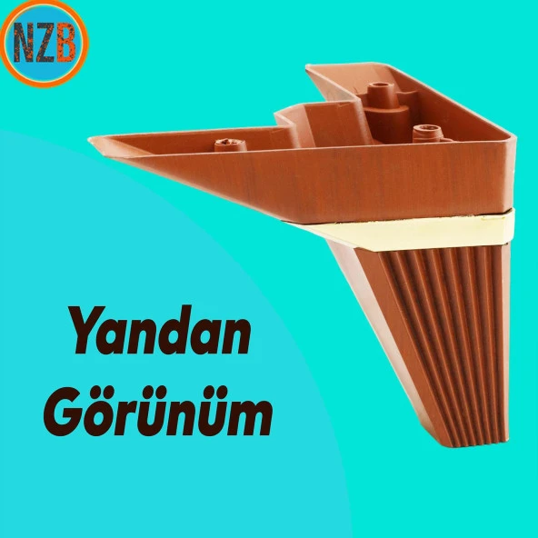 Mobilya Kanepe Çekyat Sehpa TV Ünitesi Koltuk Ayağı Baza Ayak Köşe 12 cm Ceviz Altın - Resim 6