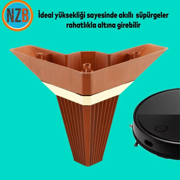 Mobilya Kanepe Çekyat Sehpa TV Ünitesi Koltuk Ayağı Baza Ayak Köşe 12 cm Ceviz Altın - Resim 7