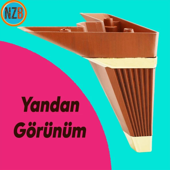 Mobilya Kanepe Çekyat Sehpa TV Ünitesi Koltuk Ayağı Baza Ayak Köşe 14 cm Ceviz Altın - Resim 5