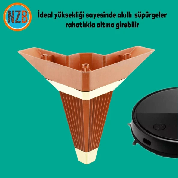 Mobilya Kanepe Çekyat Sehpa TV Ünitesi Koltuk Ayağı Baza Ayak Köşe 14 cm Ceviz Altın - Resim 6