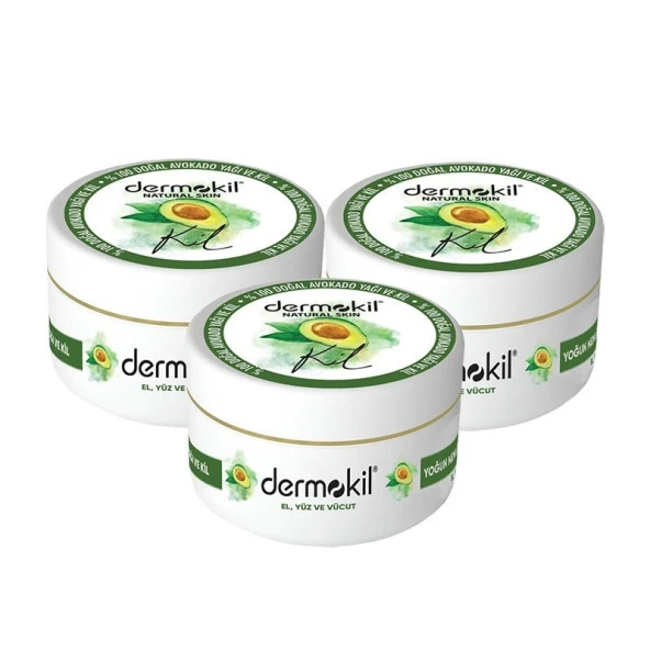 Dermokil Yüz, Vücut ve Doğal El Kremi Avokado 300 ml x 3 Adet