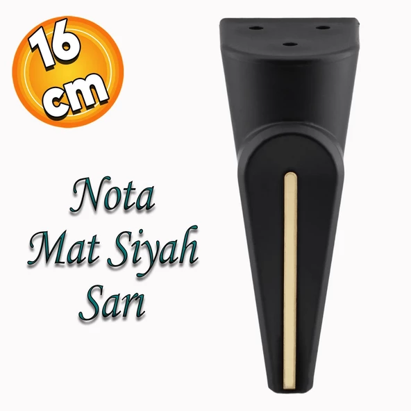 Nota Lüks Mobilya Kanepe Sehpa Tv Ünitesi Koltuk Ayağı Baza Ayakları Siyah Sarı Altın 16 Cm