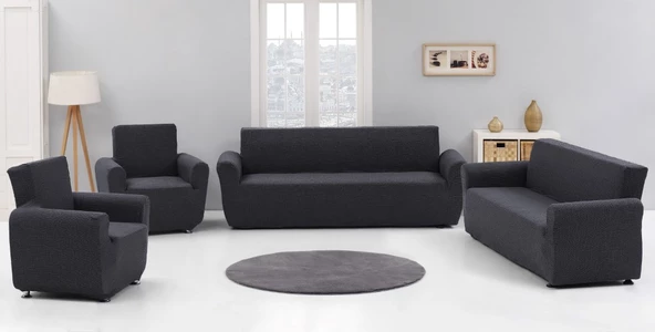 Arlisa jakarlı Kare Cizgili Streçh Maksi Koltuk Örtüsü 3+3+1+1 Bordo