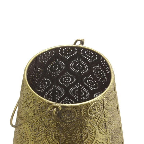 T.Concept Dekoratif Parlak Simli Eskitme Metal Mumluk Gold - 3