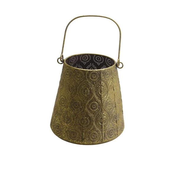 T.Concept Dekoratif Parlak Simli Eskitme Metal Mumluk Gold - 6