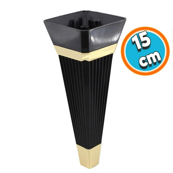 Mobilya Kanepe Çekyat Sehpa TV Ünitesi Koltuk Ayağı Baza Ayak 15 cm Siyah Altın ürün görseli