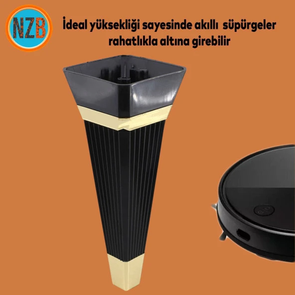 Mobilya Kanepe Çekyat Sehpa TV Ünitesi Koltuk Ayağı Baza Ayak 15 cm Siyah Altın - Resim 4