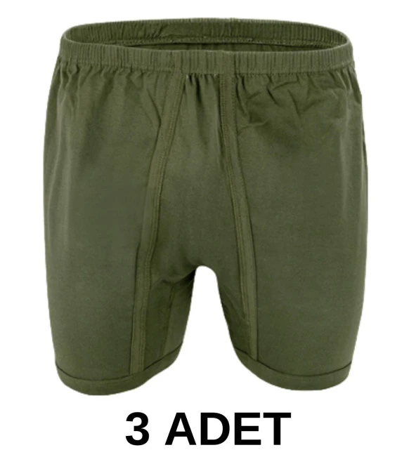 3 Adet Erkek % 100 Pamuk Arjantin Penye Boxer Asker Yeşili (65 Kilo-115 Kilo)
