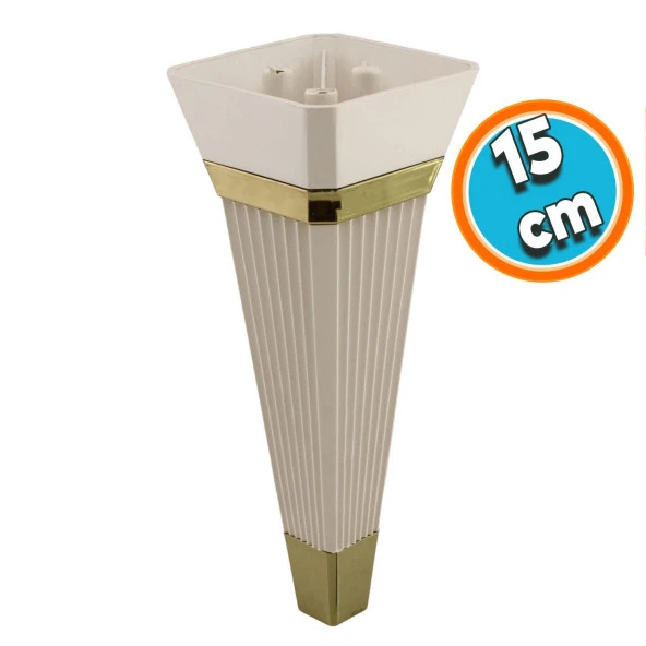 Mobilya Kanepe Çekyat Sehpa TV Ünitesi Koltuk Ayağı Baza Ayak 15 cm Krem Altın ürün görseli