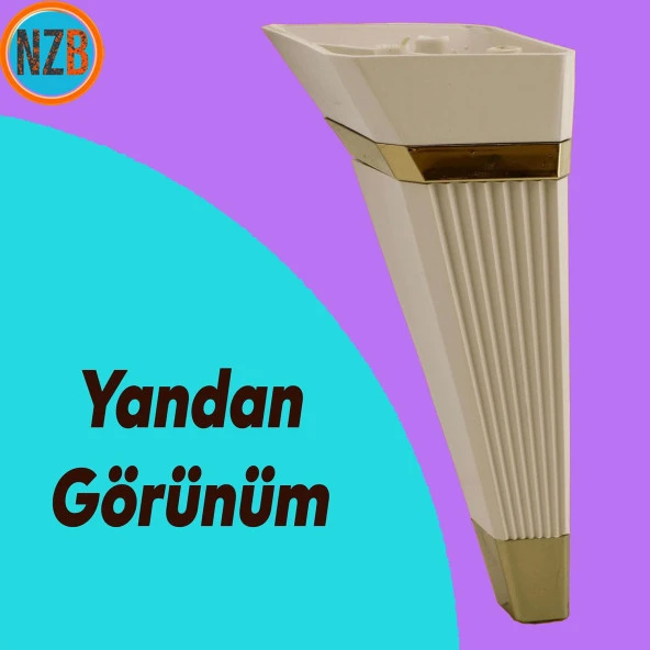 Mobilya Kanepe Çekyat Sehpa TV Ünitesi Koltuk Ayağı Baza Ayak 15 cm Krem Altın - Resim 4