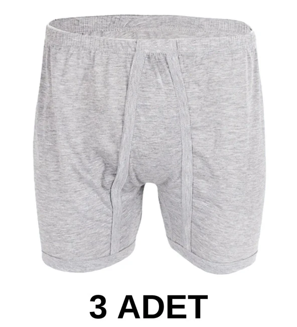3 Adet Erkek % 100 Pamuk Arjantin Penye Boxer Gri (65 Kilo-115 Kilo)