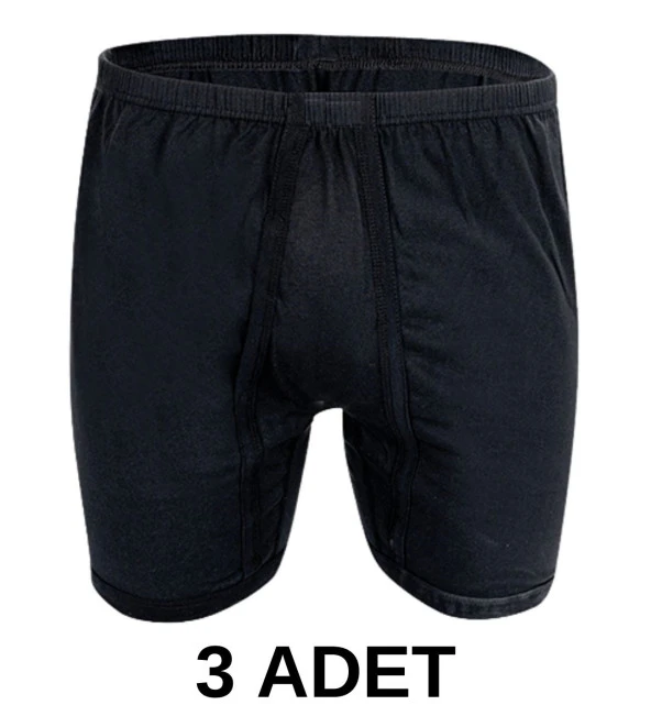 3 Adet Erkek % 100 Pamuk Arjantin Penye Boxer Siyah (65 Kilo-115 Kilo)