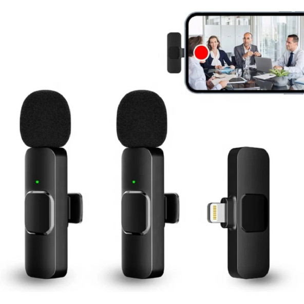 K9 iPhone için Lightning Kablosuz Tak Çalıştır Yaka Mikrofonu - 2