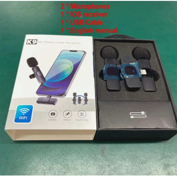 K9 iPhone için Lightning Kablosuz Tak Çalıştır Yaka Mikrofonu - 4