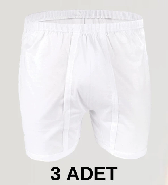 3 Adet Erkek % 100 Pamuk Arjantin Penye Boxer Beyaz (65 Kilo-115 Kilo)
