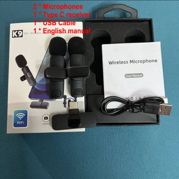 K9 Type-C Girişli Kablosuz Tak Çalıştır Yaka Mikrofonu - 4