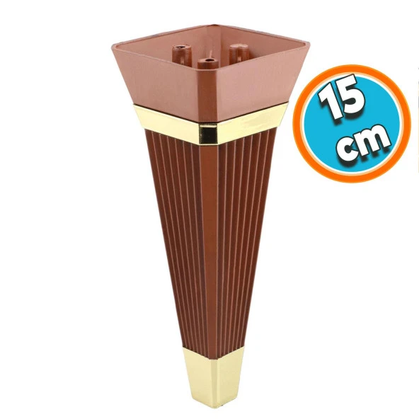 Mobilya Kanepe Çekyat Sehpa TV Ünitesi Koltuk Ayağı Baza Ayak 15 cm Ceviz Altın ürün görseli