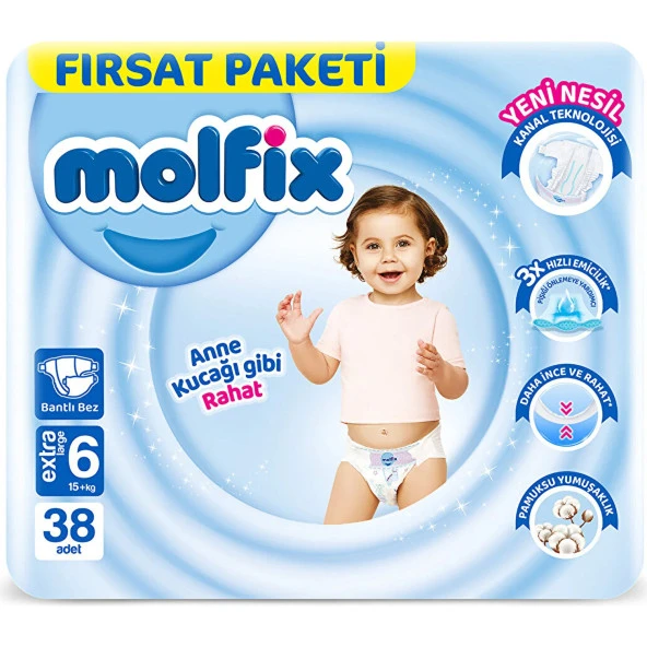 Molfix Bebek Bezi Fırsat Paketi 6 Beden Extra Large 4X38 152 Adet ürün görseli