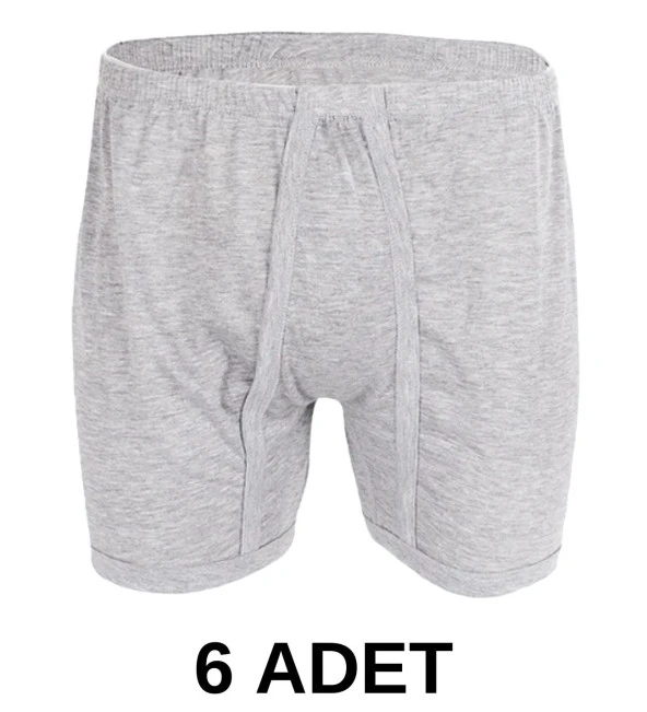 6 Adet Erkek % 100 Pamuk Arjantin Penye Boxer Gri (65 Kilo-115 Kilo)