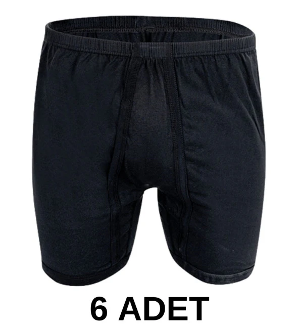 6 Adet Erkek % 100 Pamuk Arjantin Penye Boxer Siyah (65 Kilo-115 Kilo)